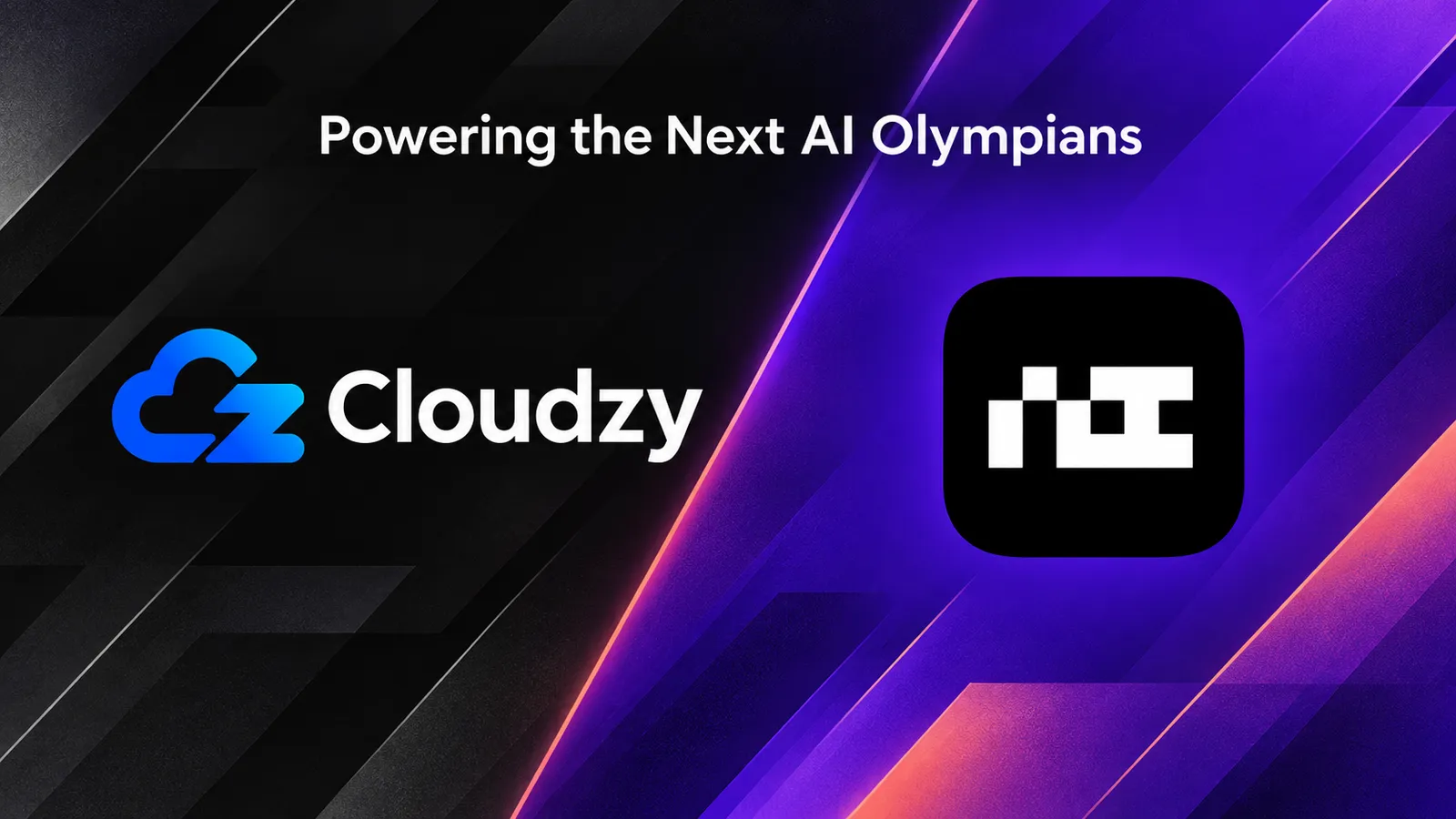 Cloudzy 与 SOTA 的标志并排位于标题“助力下一代 AI 奥赛选手”下方