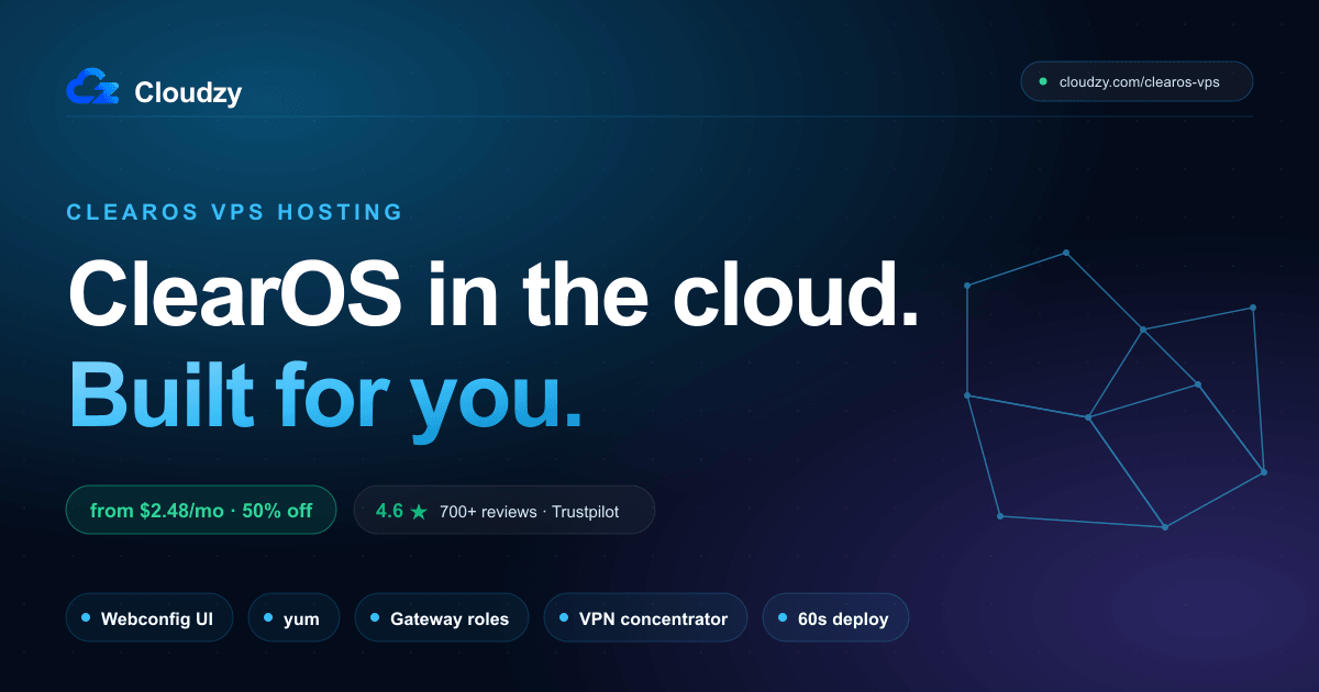 ClearOS VPS Hosting. SOHO IT appliance, in the cloud · Cloudzy