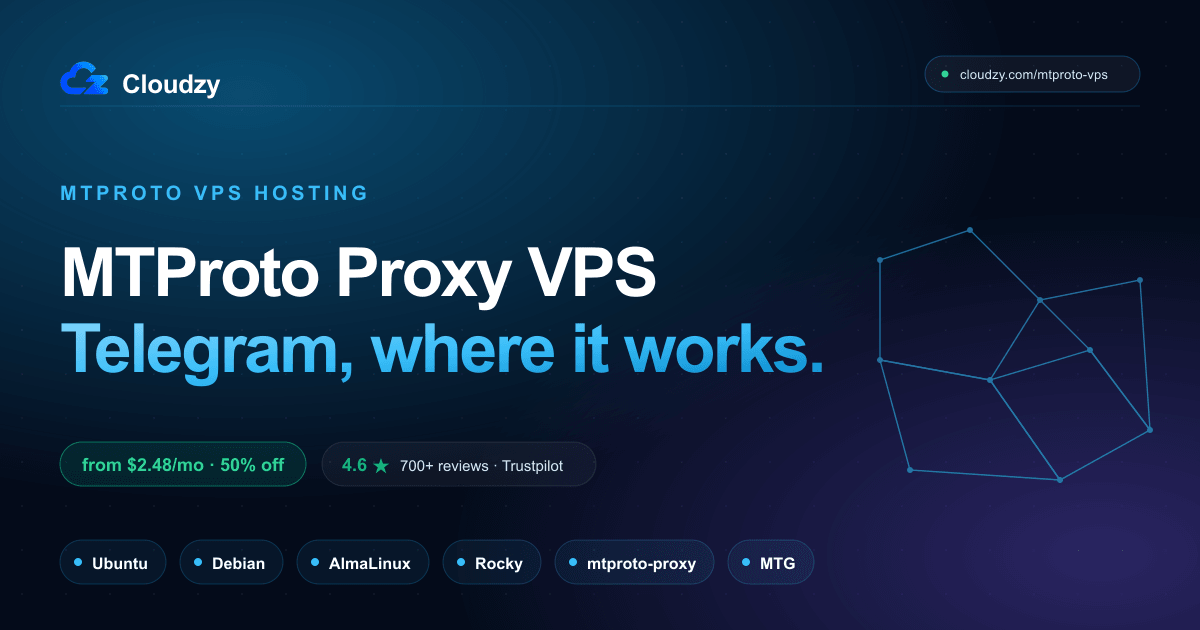 MTProto VPS. Telegram MTProto Proxy на вашем облаке · Cloudzy