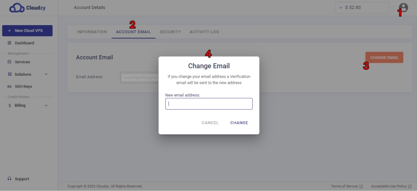 Change email address