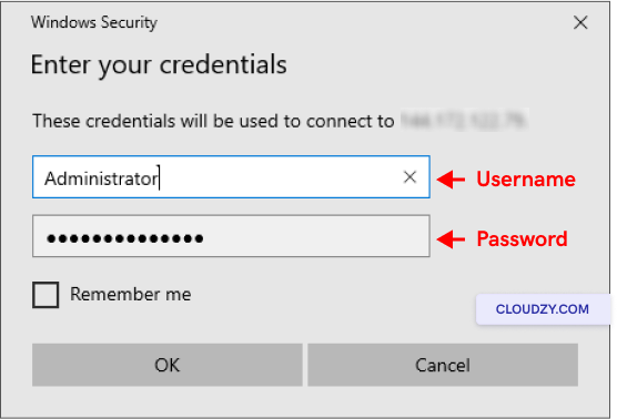 enter username and password