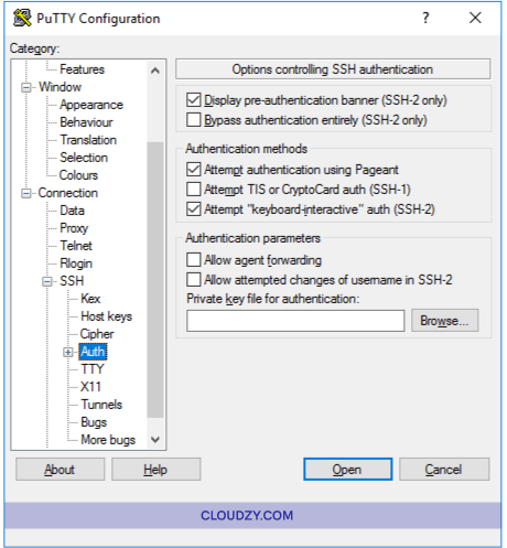 Putty authentication SSH