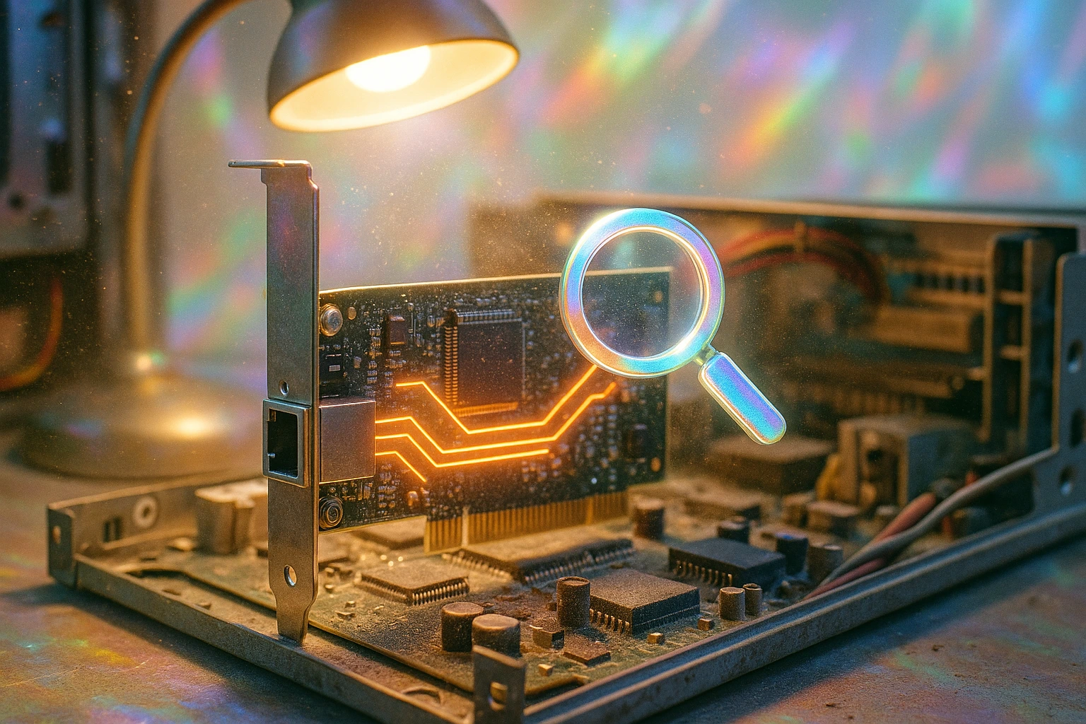 How to Fix "Windows Could Not Automatically Detect This Network's Proxy Settings" Error 7 A stylized network adapter with a magnifying glass, depicting the network adapter troubleshooter at work.