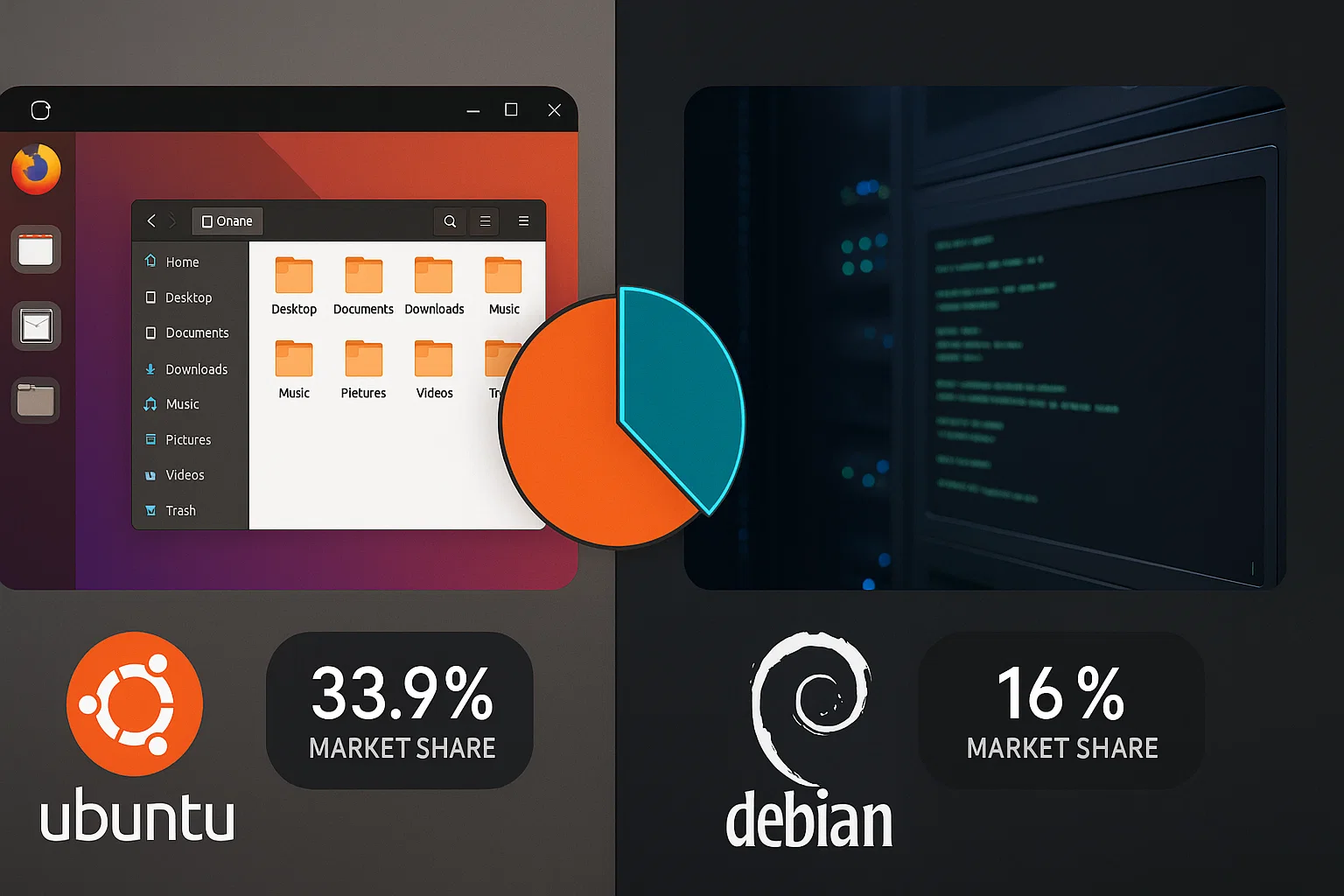 Debian vs Ubuntu split-screen comparison