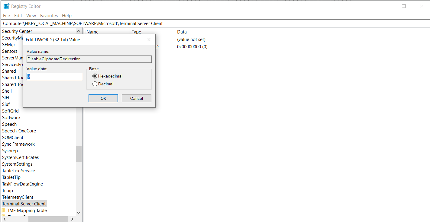 Edit DWORD box setting value to 0.