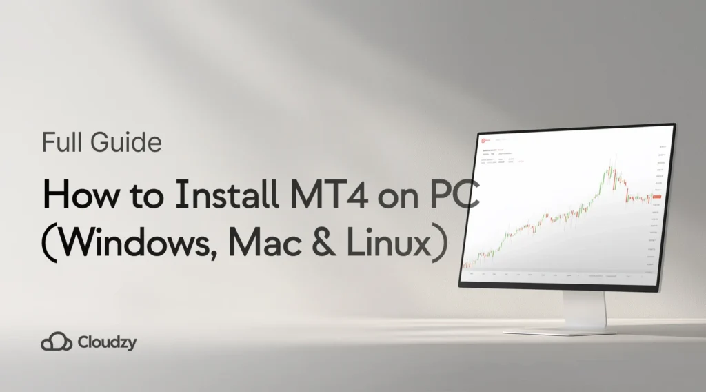 How to install MT4 on PC showing MetaTrader 4 installation wizard interface across Windows Mac and Linux platforms