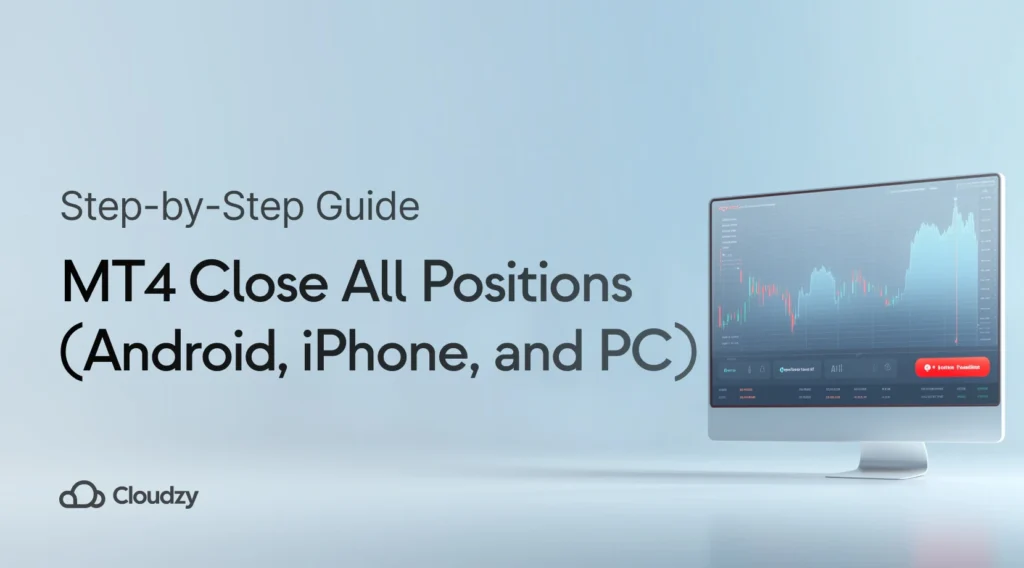 MT4 close all positions interface showing trade terminal with multiple open positions ready for bulk closing