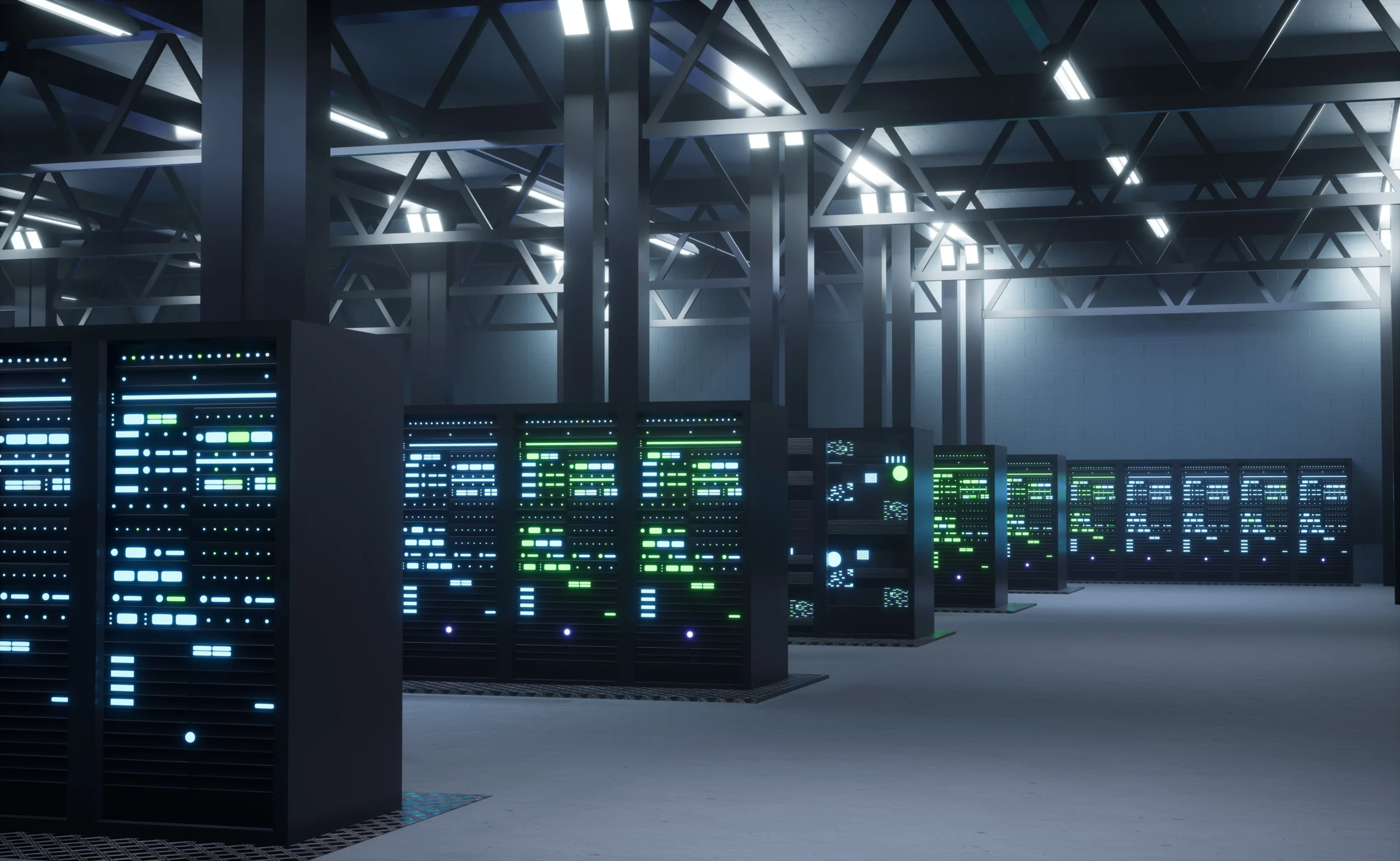 Modern server room with high-speed internet connections optimized for low latency forex trading
