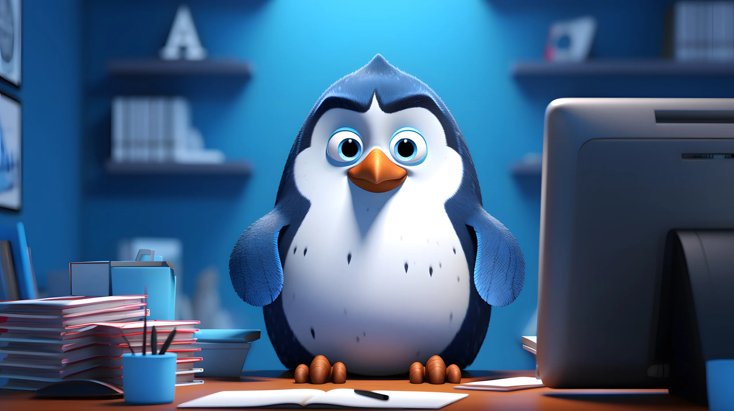 view cartoon animated 3d penguin scaled