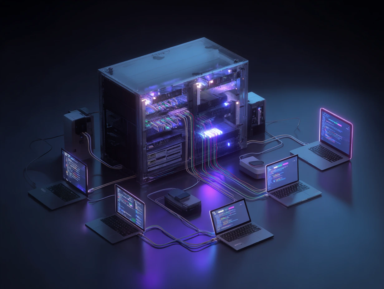 Partitioned server; clients contend with RDP.