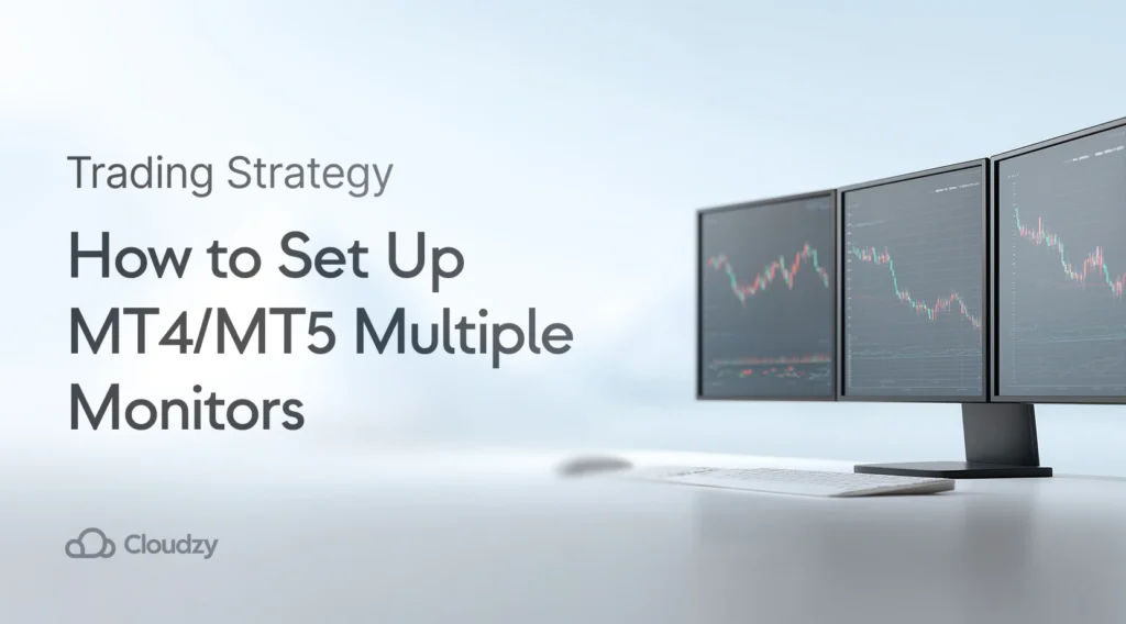 MT4 multiple monitor and MT5 multiple monitor trading setup showing MetaTrader platforms across three displays for forex analysis