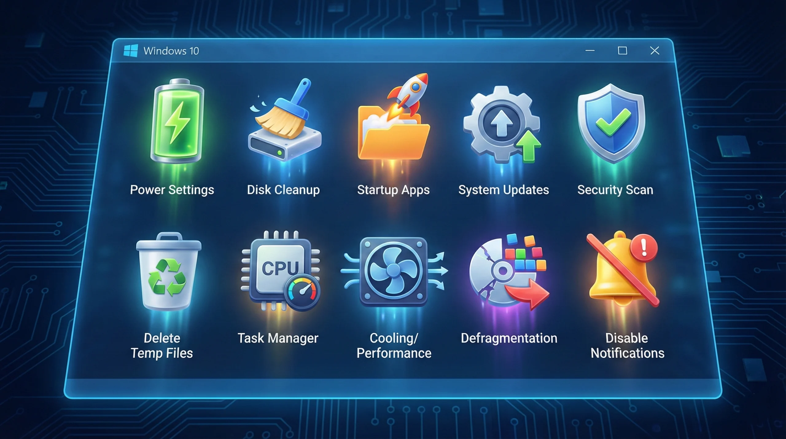 Infographic showing the top 10 tips to speed up Windows 10 including cleaning disks and adjusting power settings scaled Infographic showing the top 10 tips to speed up Windows 10, including cleaning disks and adjusting power settings.