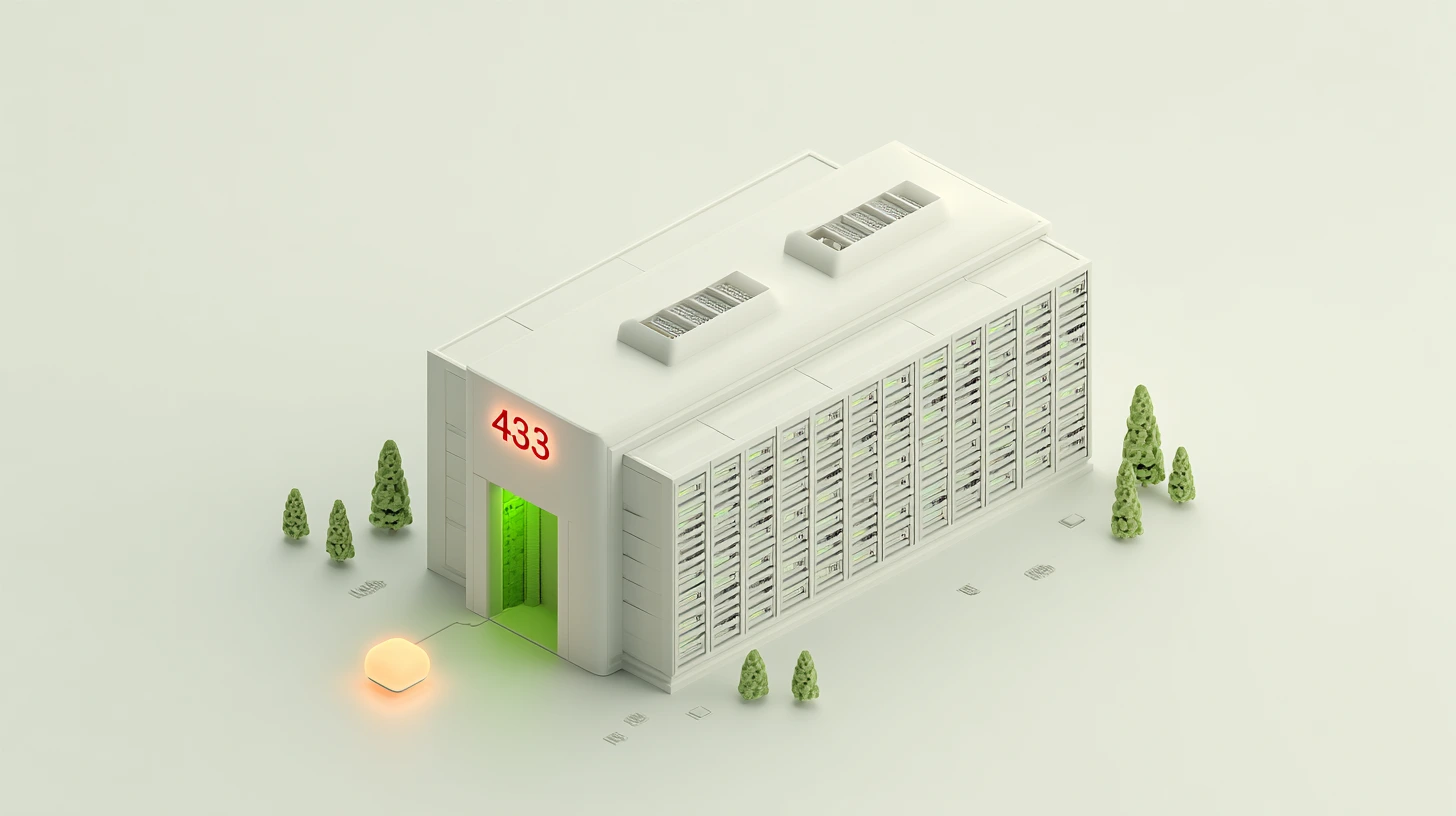 A 3D illustration of a server as a building with many numbered port "doorways," explaining what a port is in simple terms.