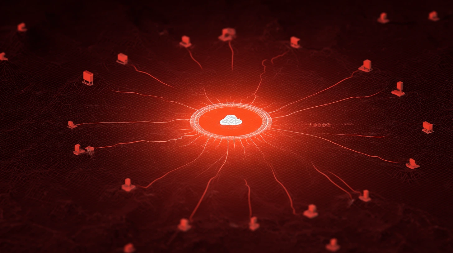 A network map being scanned by Nmap, which looks like a sonar sweep identifying open and closed ports on different devices.
