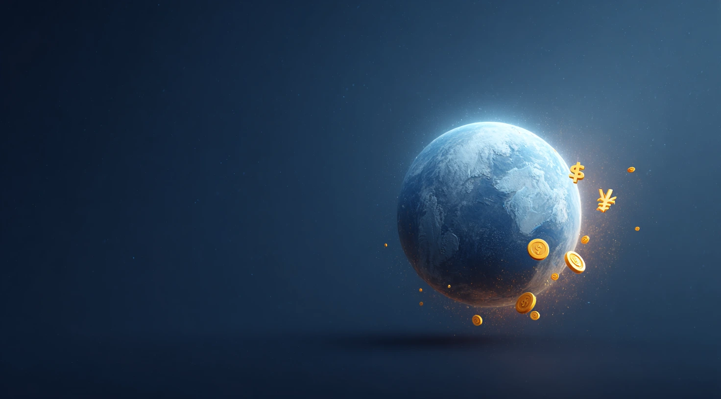 A digital globe with icons for stocks, forex, and commodities, highlighting the multi-asset market access in the MT4 vs MT5 debate.