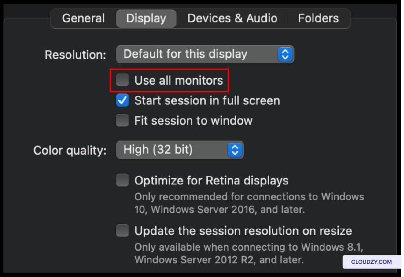 Custom screen resolution