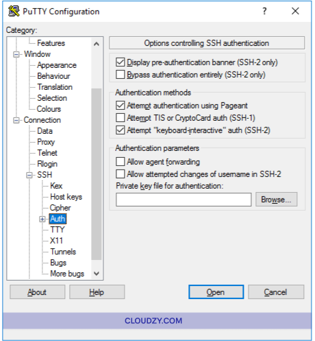 Putty authentication SSH