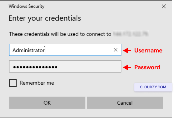 enter username and password