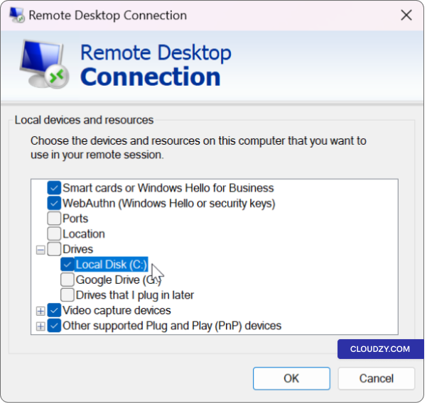 Redirected drives and folders