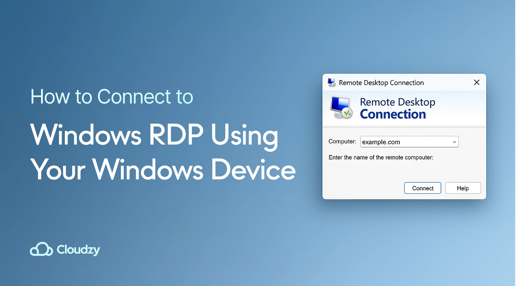 Windows RDP dialog showing how to connect VPS on Windows