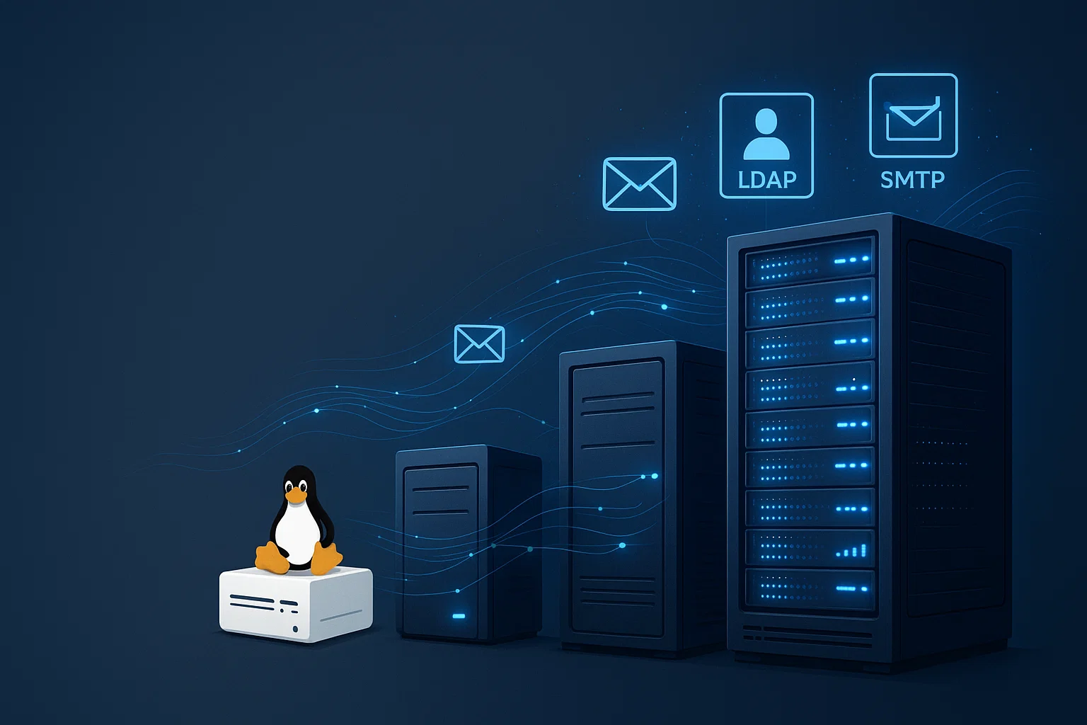 10 Linux mail servers, showcasing scalability and automation