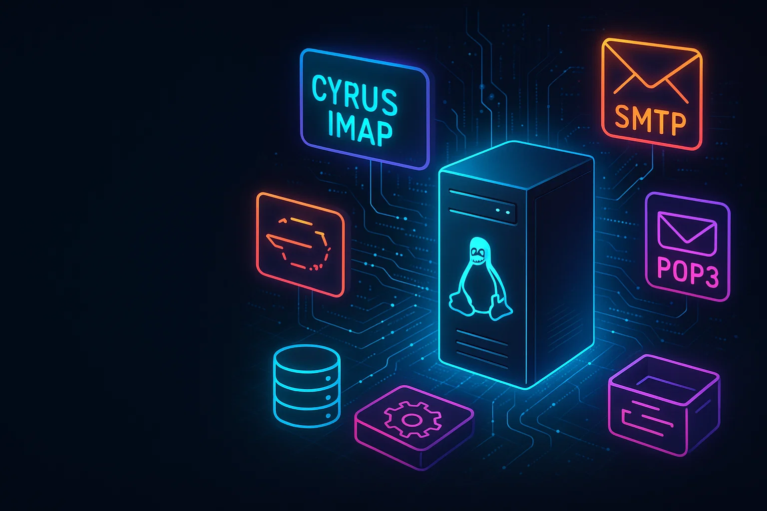 Linux mail server components with integrated technologies