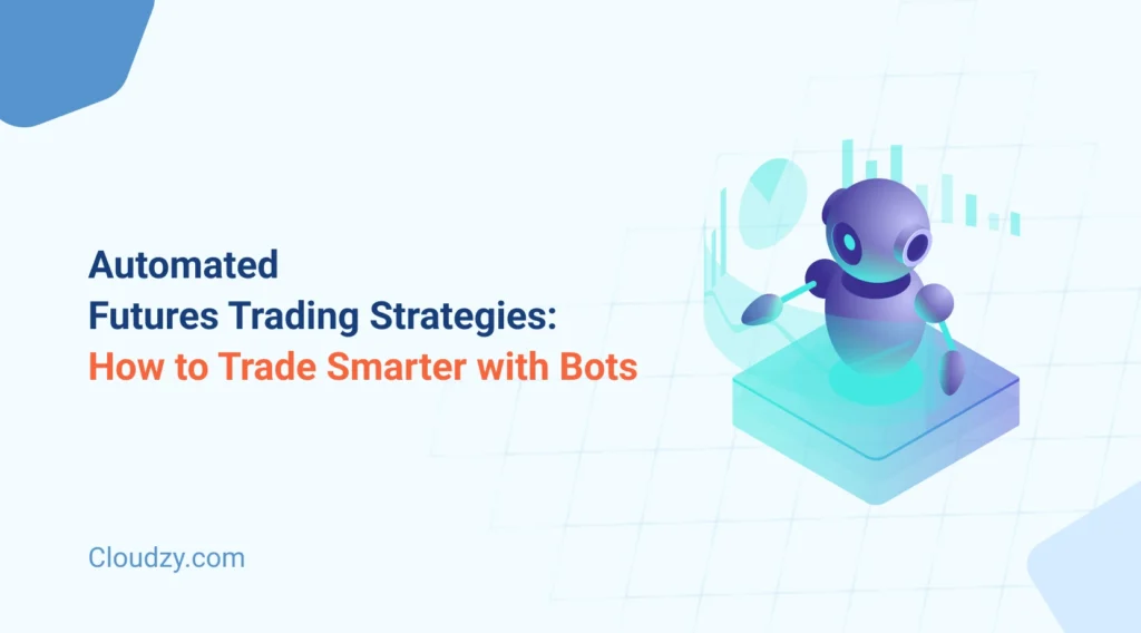 Professional trader analyzing automated futures trading strategies on multiple computer screens with algorithmic trading charts and data