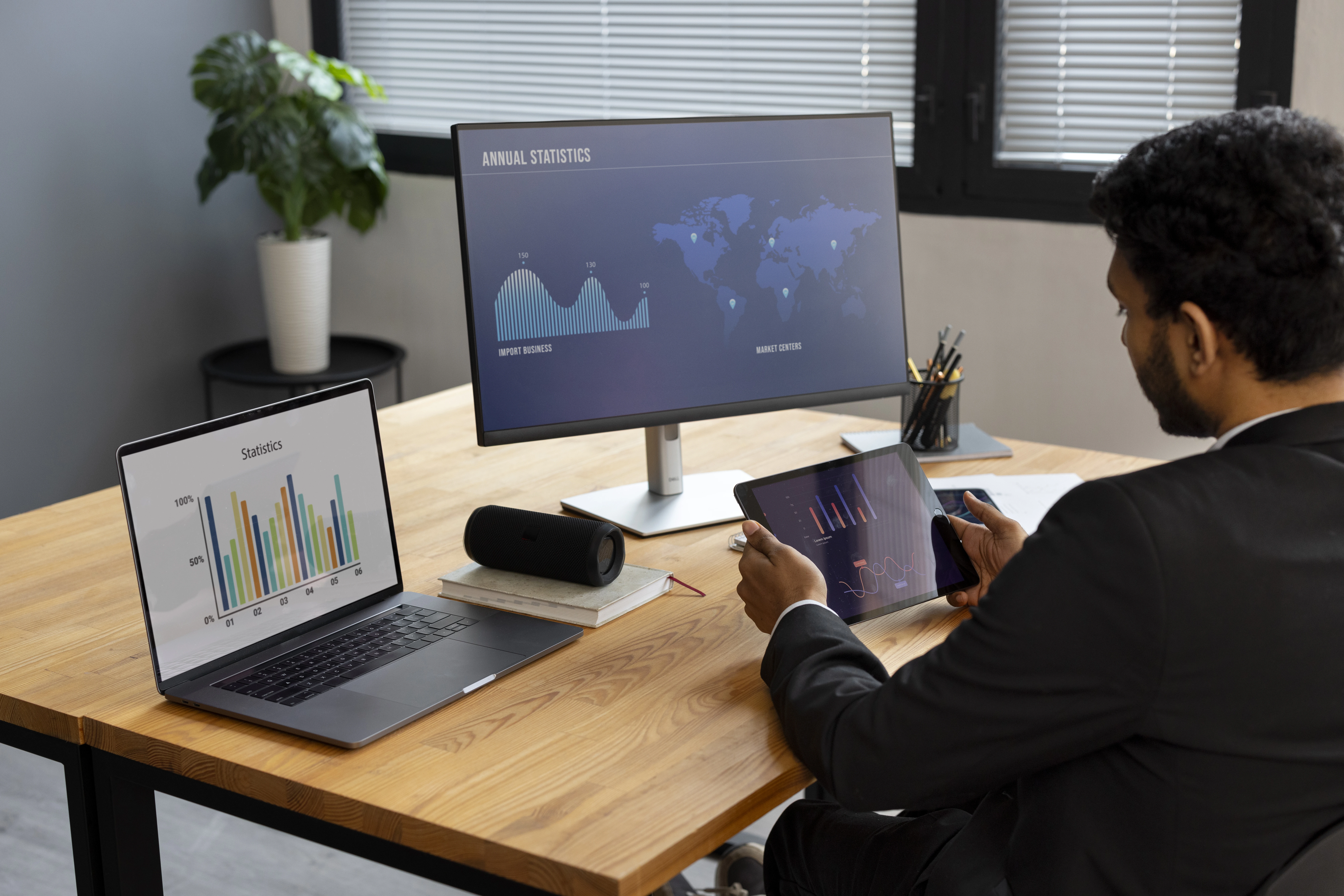 Modern desktop computer displaying automated trading software interface with futures market data and algorithmic execution systems
