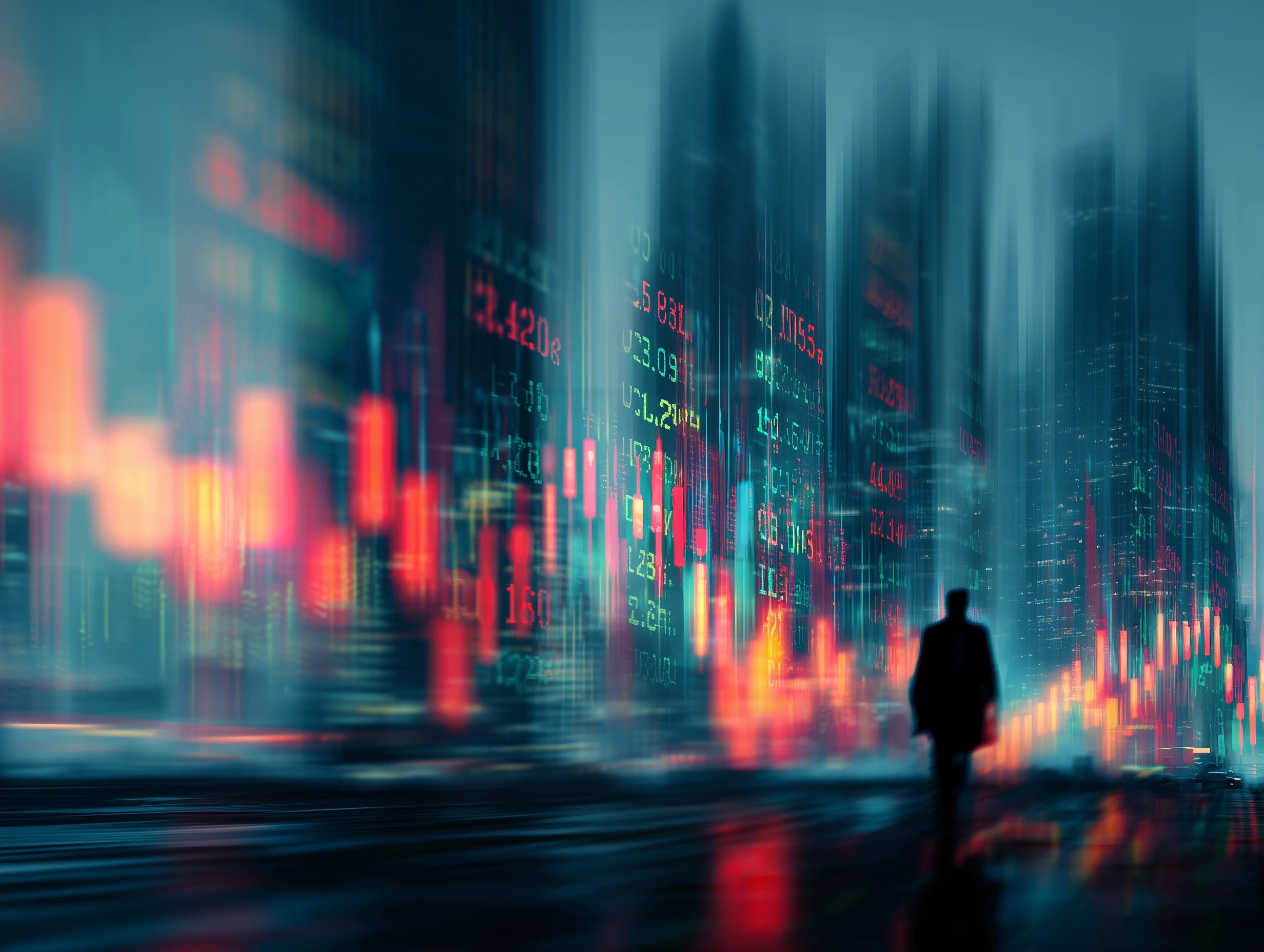 Depiction of a trader navigating conflicting and confirming signals from RSI and volume indicators before entering a trade.