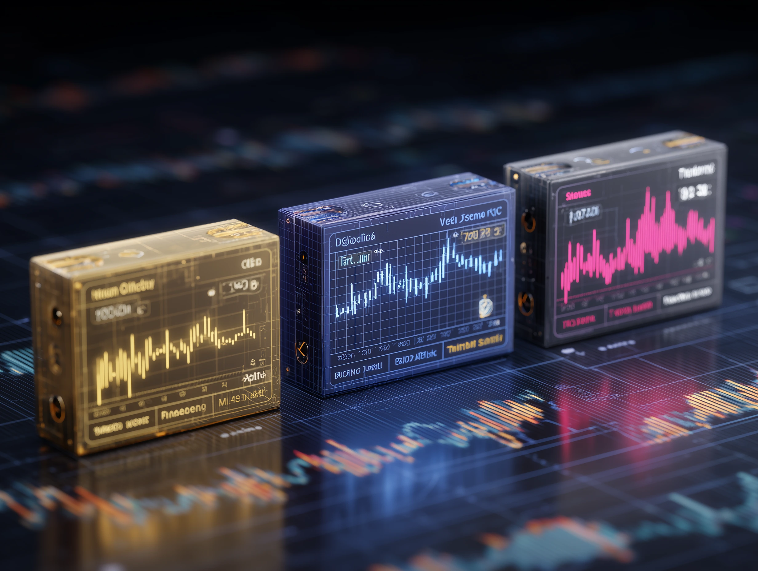 Visual metaphor of tailored trading toolkits for entry signals in day trading, swing trading, and scalping using RSI, MACD, and moving averages.