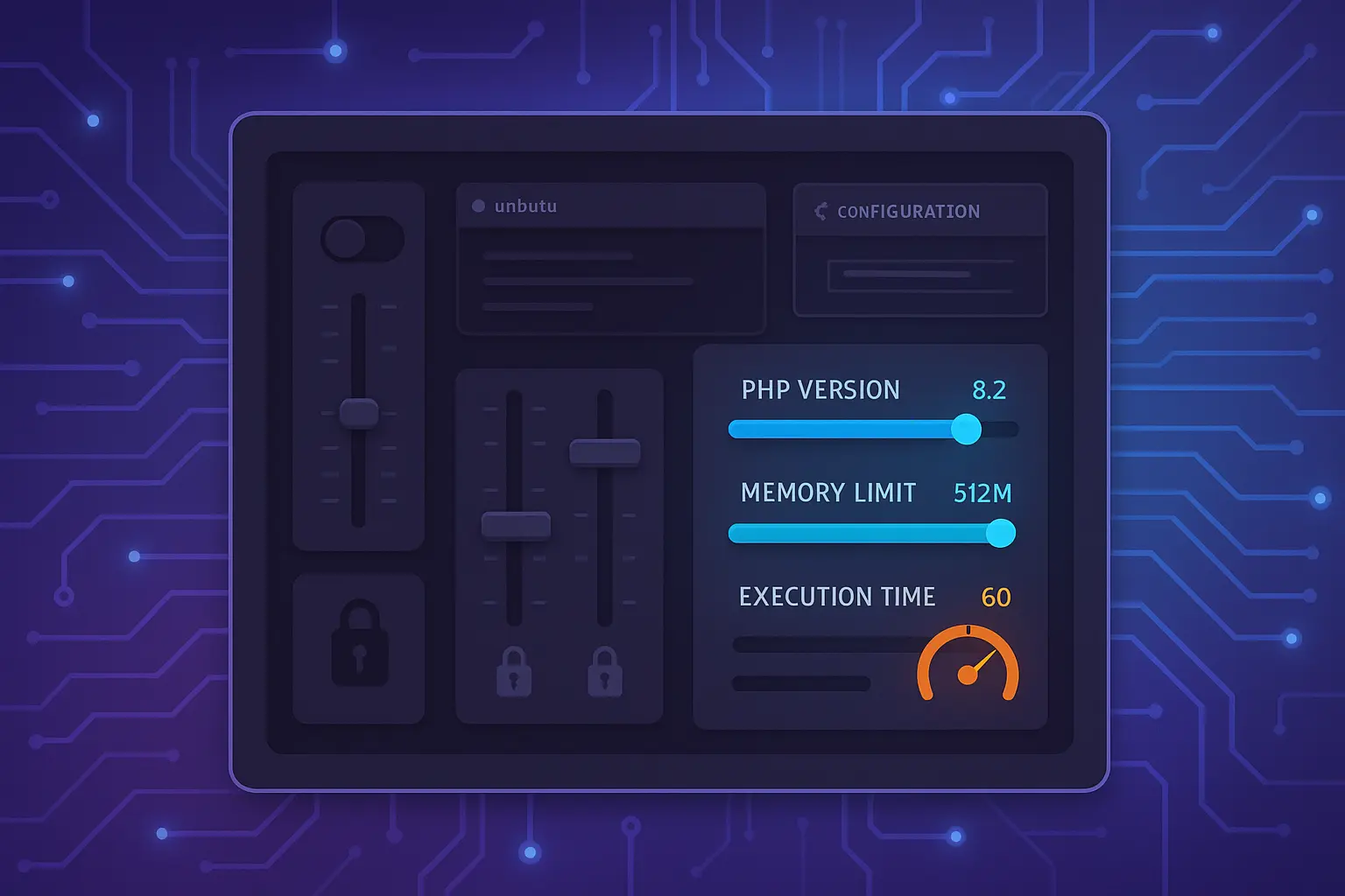 Digital control panel with multiple sliders and customization toggles showing unlimited configuration options