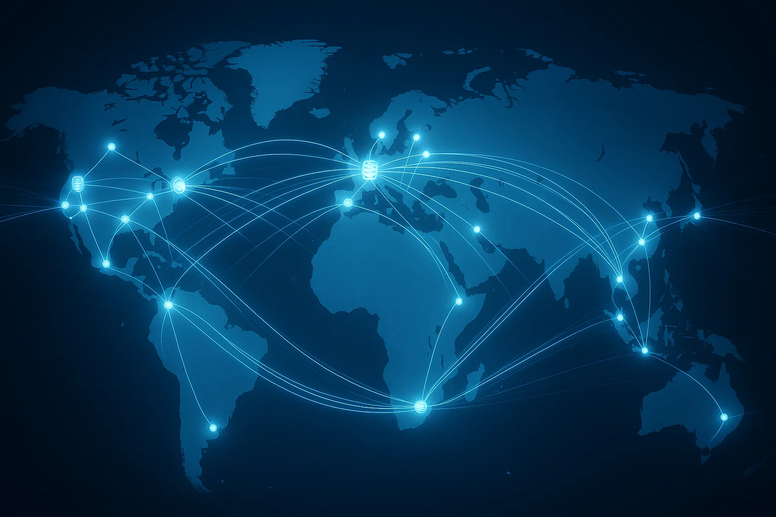 7 Best Citrix Alternatives for 2025: Cost & Feature Comparison Guide 16 The world map lights up with server locations across all continents. Fast data streams connect each spot. Shows a reliable global network that keeps businesses running everywhere.