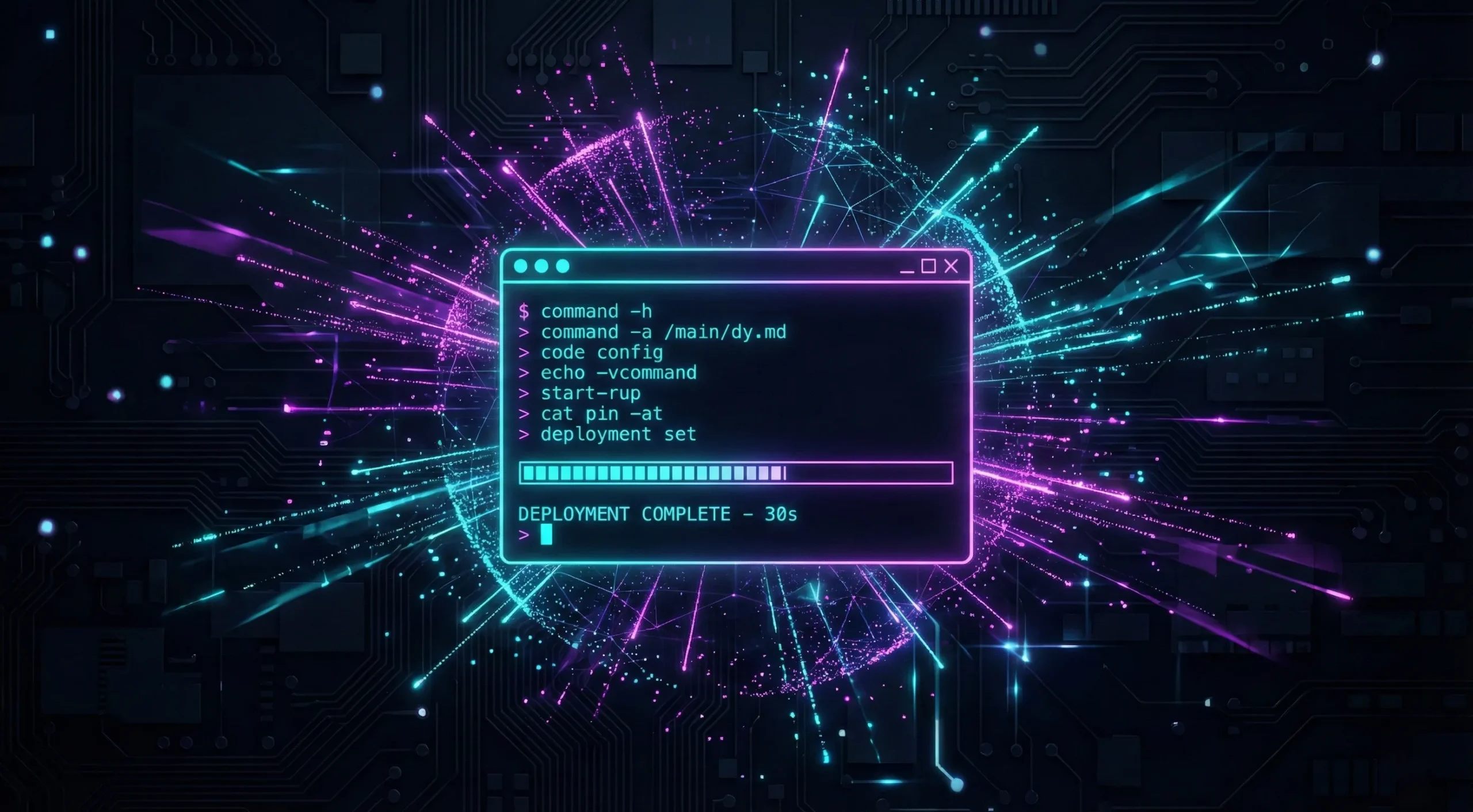 A glowing holographic command-line interface executes a rapid deployment. It embodies the technical freedom to compile binaries instantly and customize the environment entirely, bypassing slow support ticket approvals.