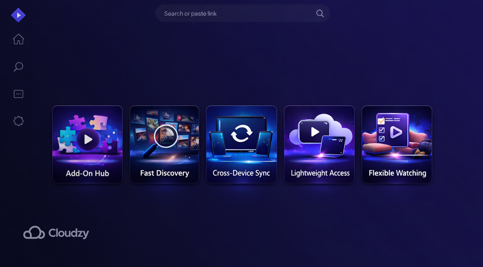 Feature Image 2026 03 26T164726.071 Stremio-style discovery cards on a dark UI, shown as a plex alternatives option.