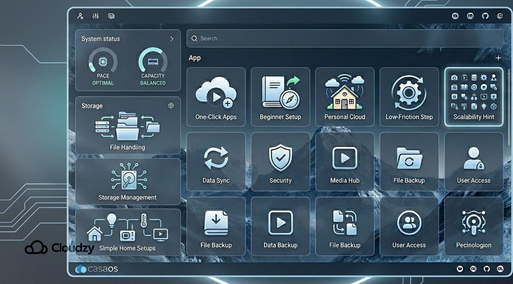 Best Self-Hosted Cloud Platforms with a Web UI, CasaOS dashboard tiles for storage, backups, security, and user access.