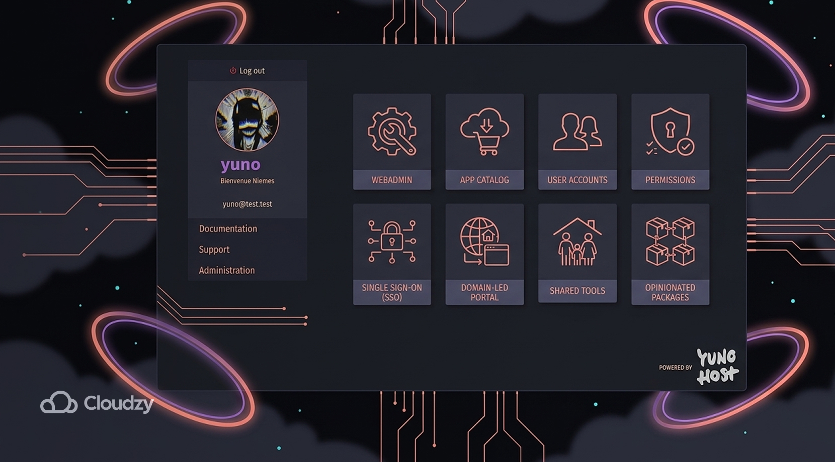 Best Self-Hosted Cloud Platforms with a Web UI, YunoHost admin dashboard with webadmin, app catalog, users, and permissions.