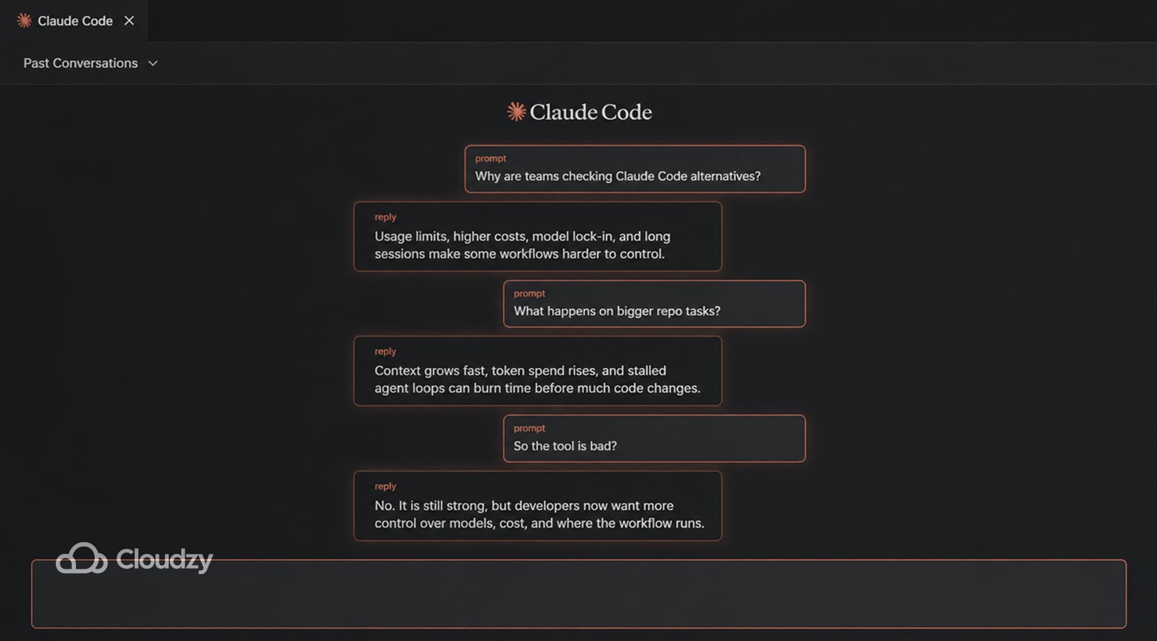 claude code alternatives and alternatives to claude code showing usage limits, costs, model lock-in, and long sessions.