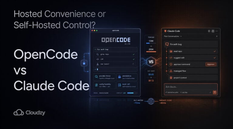 opencode vs claude code cover pro místní vs cloudové AI kódování, porovnání self-hosted control s hostovaným pohodlím.