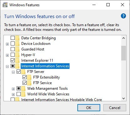 activate IIS on Windows 10