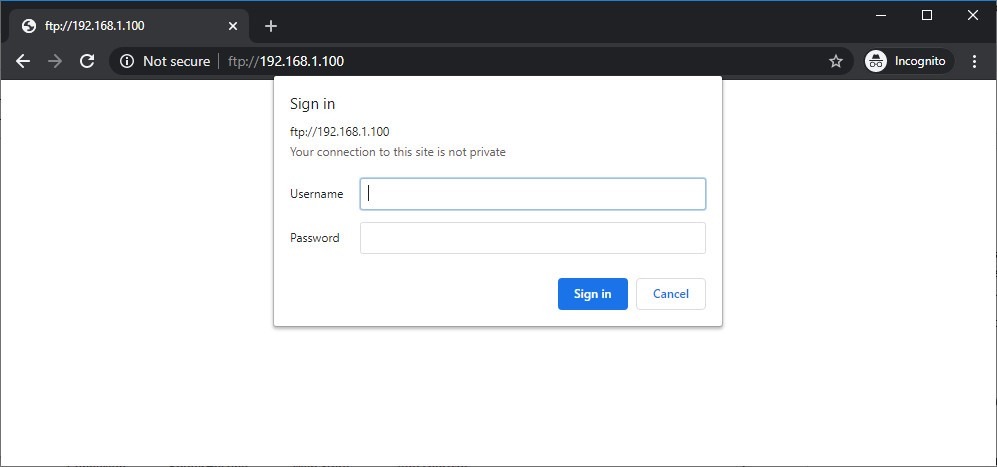 connect to an FTP server on Windows 10