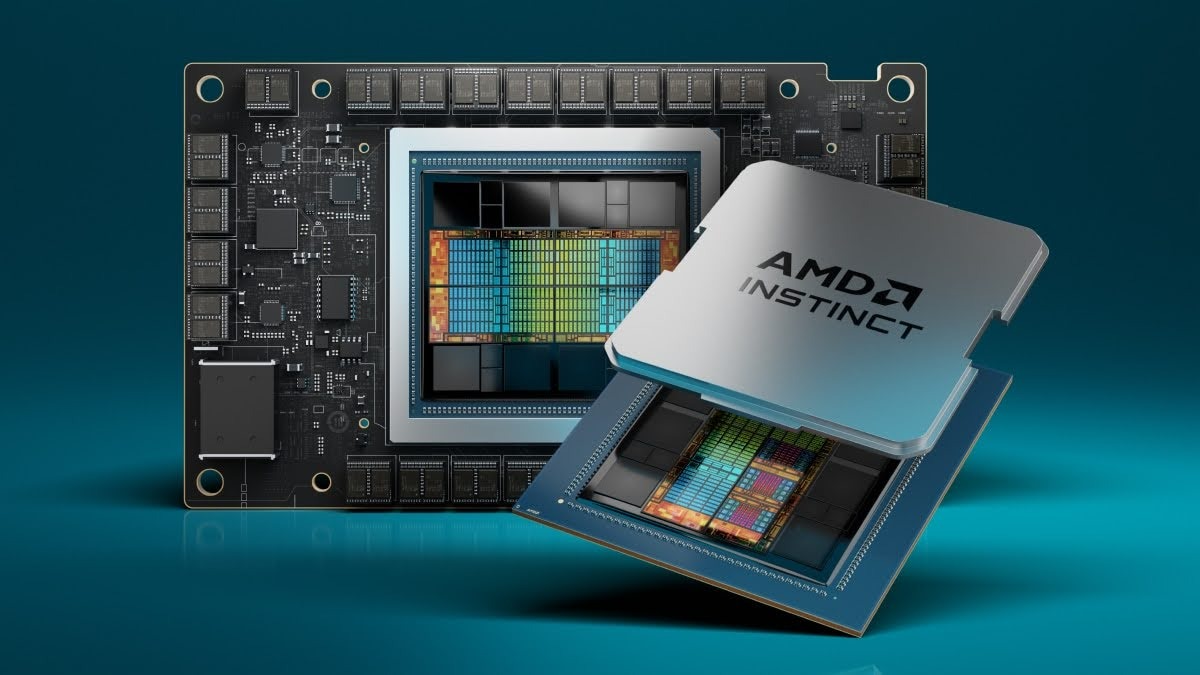 Image of AMD Radeon Instinct MI300 with a blue background.