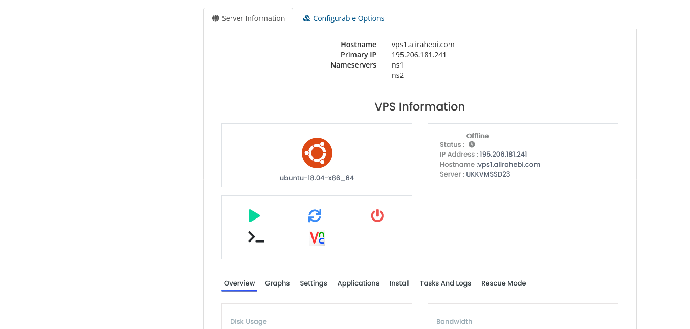 [Cloudzy VPS control panel]