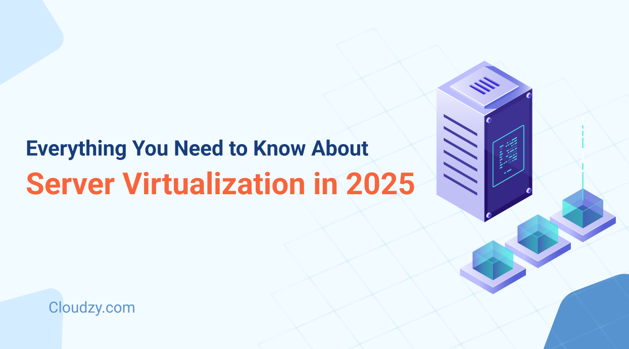 A server virtualization diagram showing multiple virtual machines operating independently on a single physical server.
