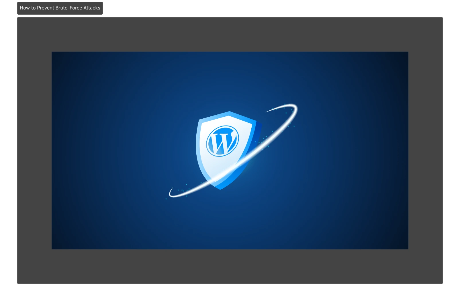 An image of the WordPress Logo. or if it’s made similar to my recommendation above, the Alt would be: An image of a shield symbolizing security, with the WordPress logo at the center.