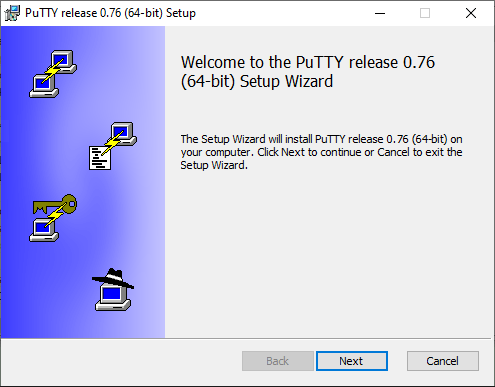 PuTTY Installer welcome screen