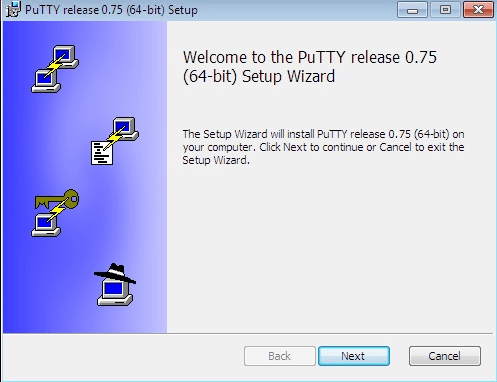 PuTTY Installer welcome screen
