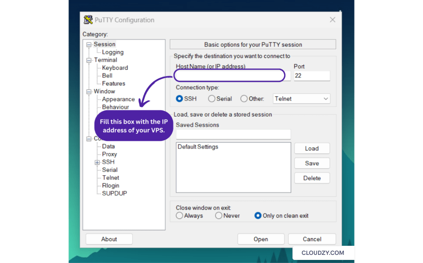 Using PuTTy to connect to a VPS