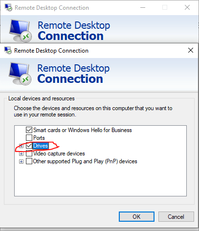 [Remote Desktop Connection Advanced Settings]