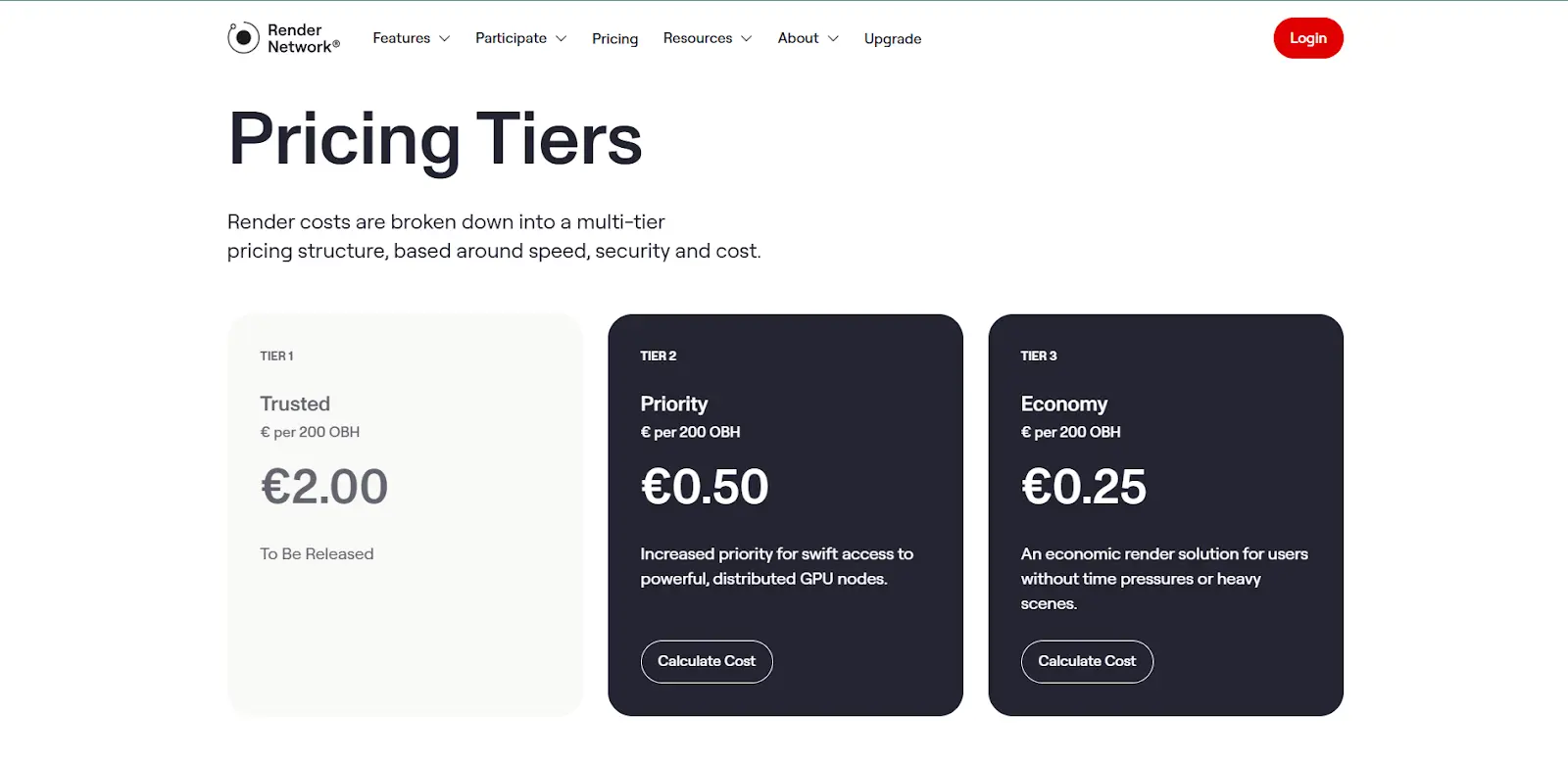 Picture of Render’s pricing plan tier list. 