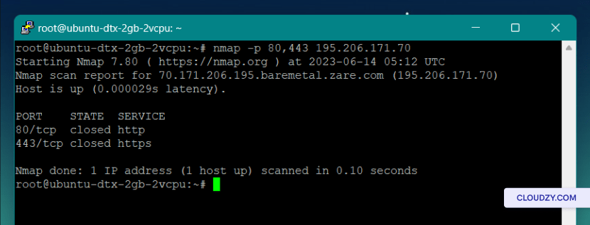 scan ports with nmap -p command